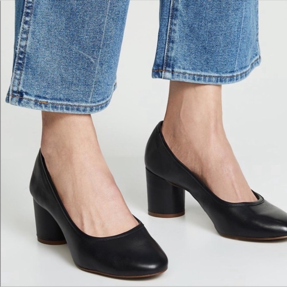 Madewell Reid Leather Heels Pumps Black Size 8